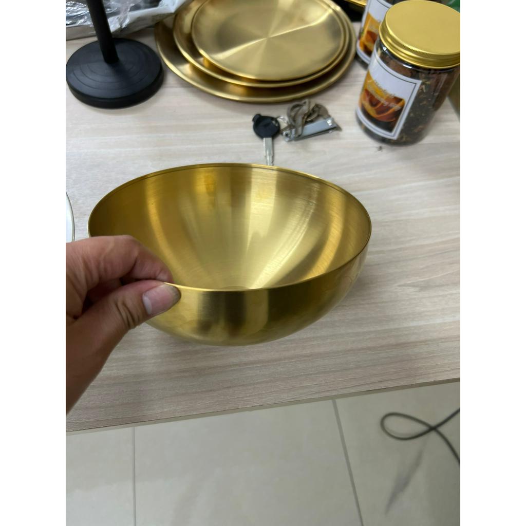 Bát Inox 304 Mạ Vàng Chén Inox 22Cm Dùng Rửa Mặt Trong Spa Thẩm Mỹ Viện