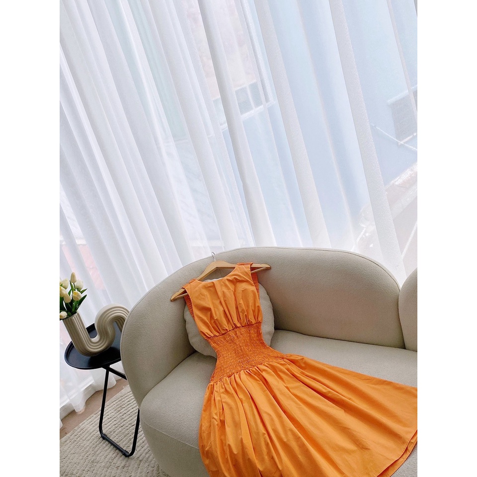 Váy Xoè Nhún Eo Cổ Tròn Hở Lưng Dây Đan Chéo,Đầm Dự Tiệc Thiết Kế Form Chuẩn Cao Cấp - MIRA Fashion