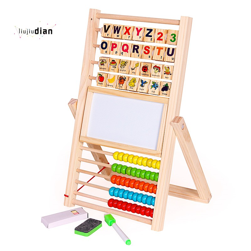 Multifunction Abacus Learning Stand Wooden Montessori Toys Counting Cognition Board Early Educational Math Toy For Children Gift