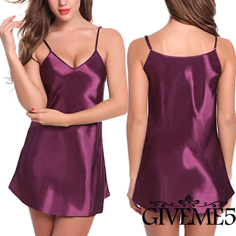 Đầm ngủ hai dây màu trơn gợi cảm cho nữ