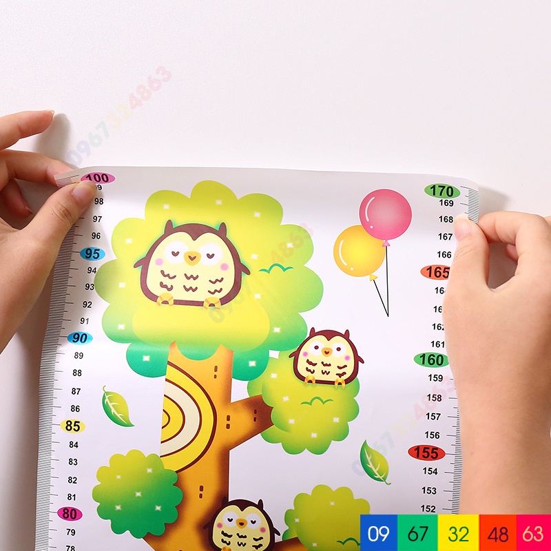 Thước Dán Tường Đo Chiều Cao Cho Bé nhiều Hình . Decal dán tường đo chiều cao