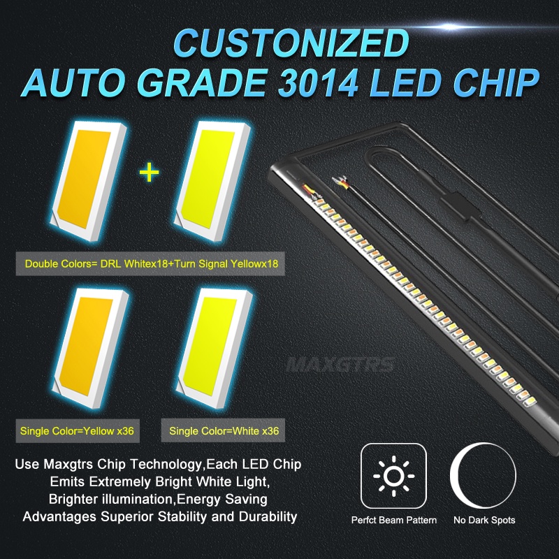 Dây Đèn LED Xi Nhan DRL 12V Màu Trắng Hổ Phách Dành Cho Xe Mô Tô MAXGTRS