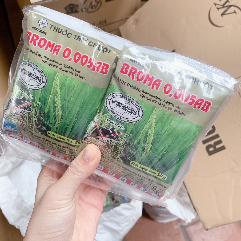 Combo 5 Gói Thóc Diệt Chuột Sinh Học Broma 0,005 AB, An Toàn Hiệu Quả Cao Gói 50g