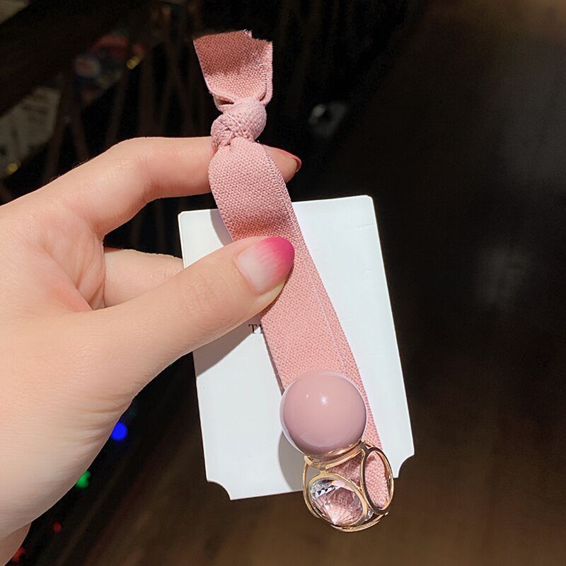 Dây buộc tóc da đính hạt tròn co giãn phong cách Hàn Quốc đơn giản cho nữ A049 - Sherry Store