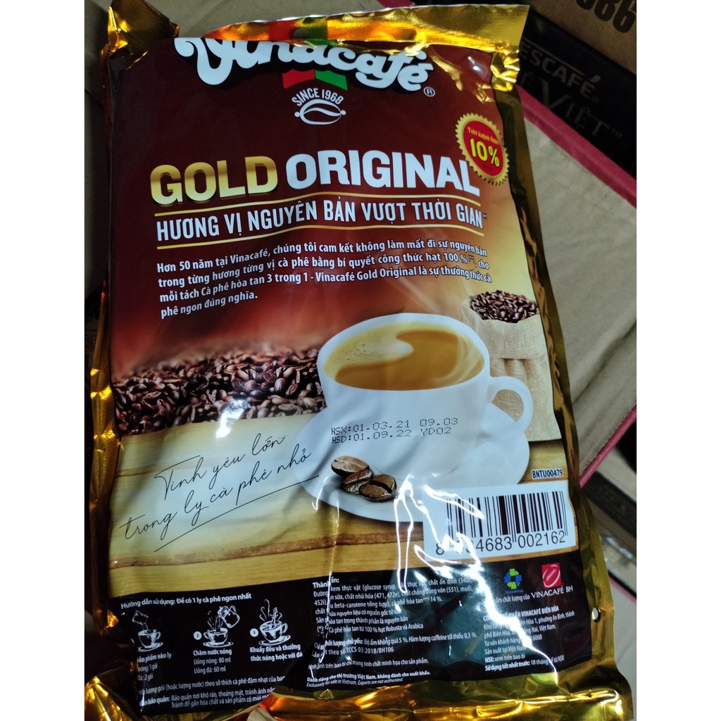 [Mã 159FMCGSALE giảm 8% đơn 500K] Cà phê sữa VinaCafé Gold Original 800g ( 40 gói x 20g )