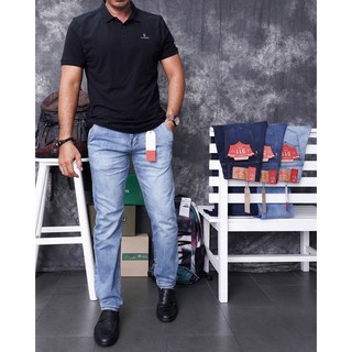 Quần Jeans Nam Trung Niên ống suông, co dãn, loại túi chéo hàng hiệu