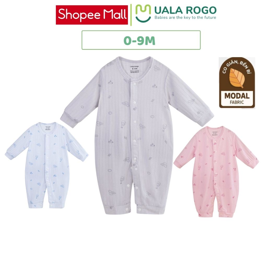 Bodysuit cho bé Uala rogo vải Modal Fabric 0-9 tháng liền thân gọn gàng bé trai bé gái Ur3622