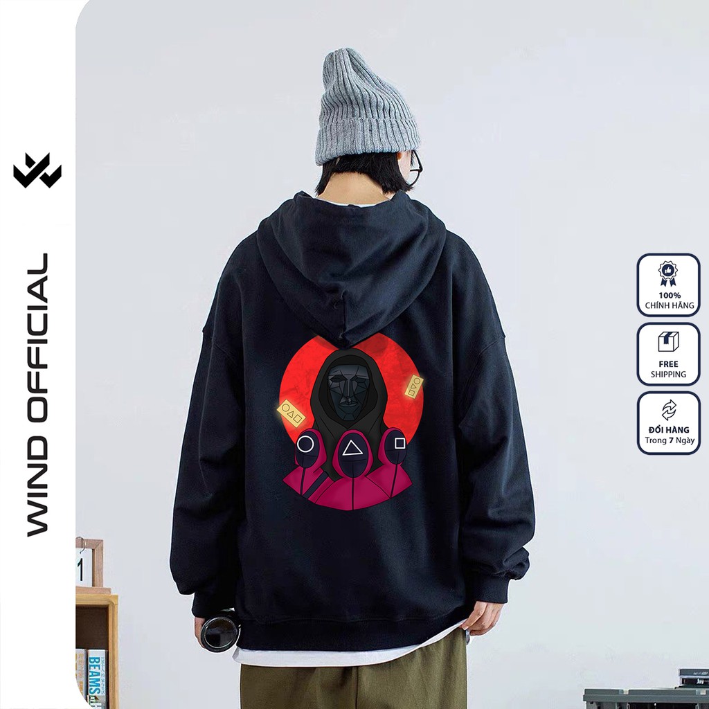 Áo hoodie form rộng WIND unisex nỉ bông SQUID GAME thời trang nam nữ oversize ulzzang | BigBuy360 - bigbuy360.vn