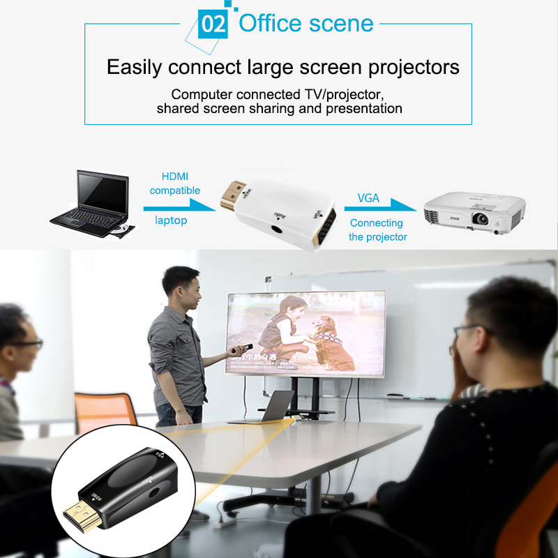 Bộ Chuyển Đổi Hdmi Sang Vga Vda Với Âm Thanh Hdim Cho Máy Tính / Notebook / Màn Hình Tv Hd / Màn Hình Máy Chiếu / Màn Hình Hd | BigBuy360 - bigbuy360.vn