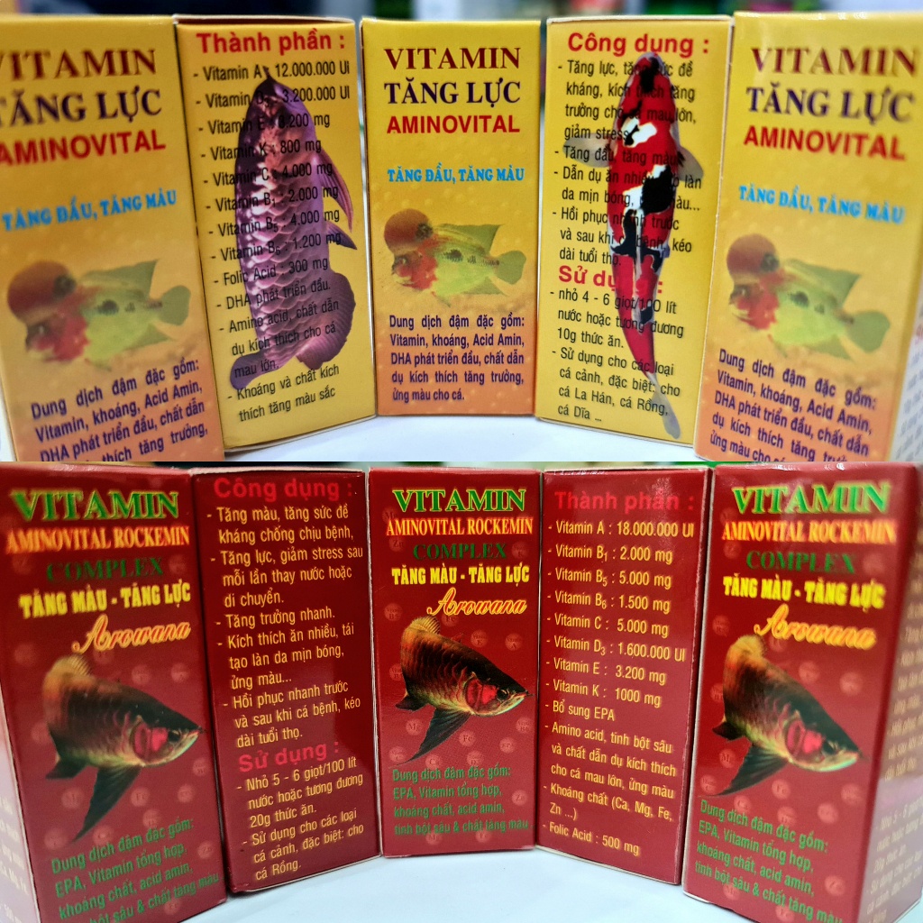 Vitamin tăng Đầu -tăng Màu - tăng Lực cho cá La Hán,Cá Rồng,Cá Dĩa,Các loại Cá Cảnh