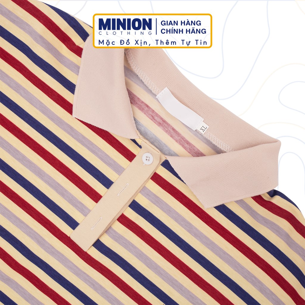 Áo thun polo kẻ tay lỡ MINION CLOTHING phông Unisex nam nữ tee oversize form rộng pull Ulzzang Hàn Quốc vải mềm A2718 | BigBuy360 - bigbuy360.vn