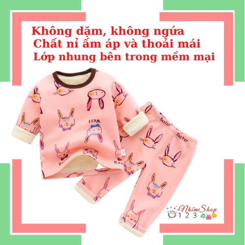 Bộ quần áo dài tay bé gái giữ nhiệt từ 1 đến 3 tuổi siêu mềm mịn, ấm áp, giá rẻ