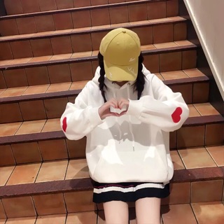 Áo hoodie bông hoạ tiết trái tim