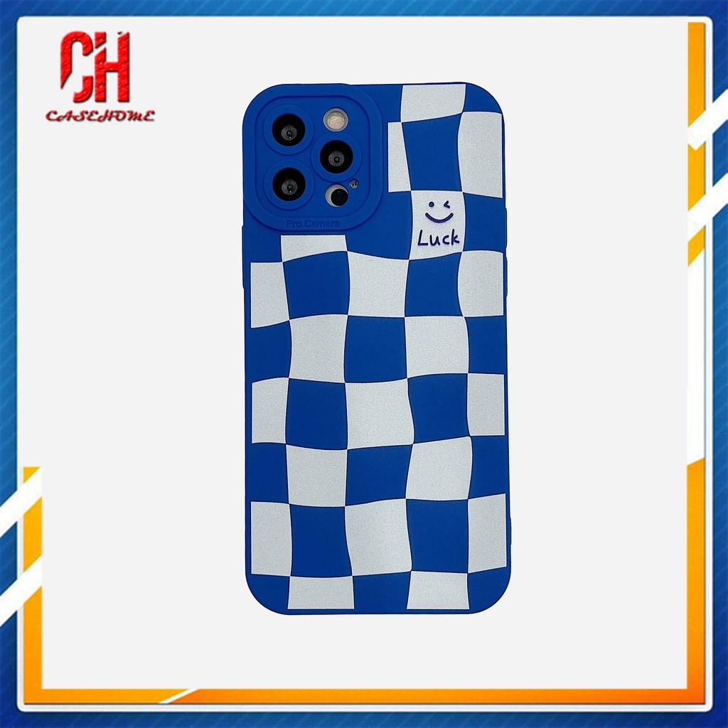 Case compatible for iPhone 13 12 11 PRO MAX 6 7 6S 8 Plus X XR XS MAX Se 2020 6SPlus 7Plus 6Plus 8Plus XSMAX Chessboard Luck Smiley Pattern Soft TPU Case
