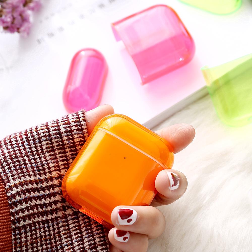 Vỏ bảo vệ hộp đựng tai nghe bluetooth airpods 1/2 làm bằng nhựa cứng PC màu trong suốt độc đáo