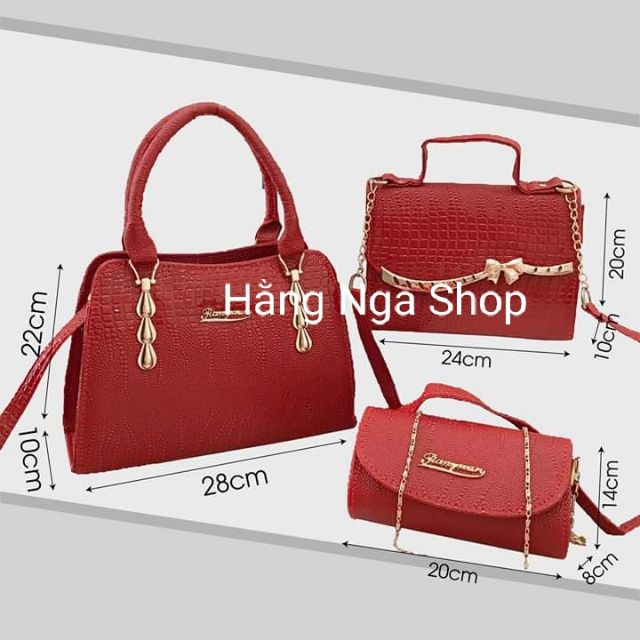 NOWSHIP 2H⚡️Bộ 3 túi xách nơ cá sấu (có video) | BigBuy360 - bigbuy360.vn