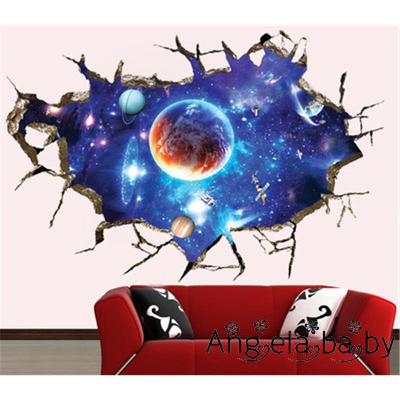 Inl-new 3D Galaxy Out Space Planet Bé Trai Phòng Ngủ Nghệ Thuật Vinyl Dán Tường Decal