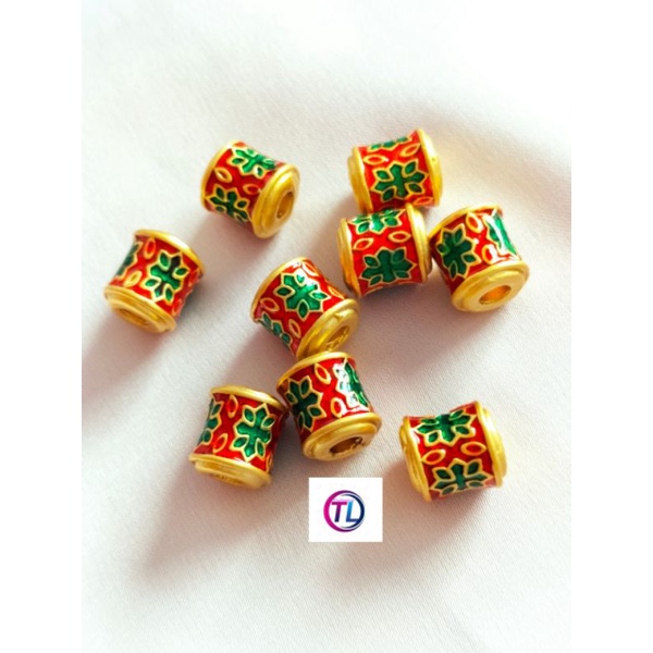 Charm Nepal khắc hoa văn đẹp cổ xưa charm lu thống đầu xuôi đuôi lọt may mắn