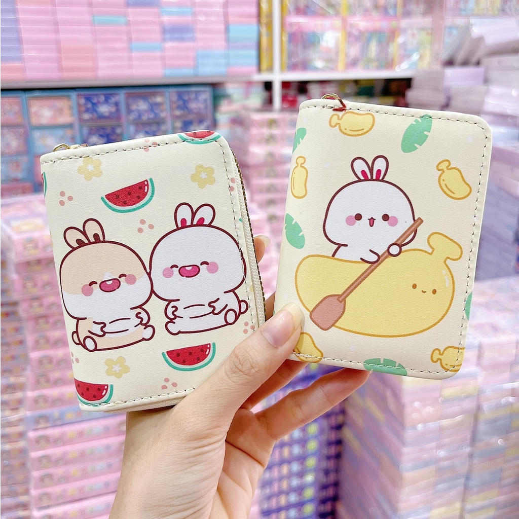 Ví Ngắn Nữ Cầm Tay Mini Khóa Kéo Hoạt Hình Dễ Thương 12x10x2cm - Giao hình ngẫu nhiên