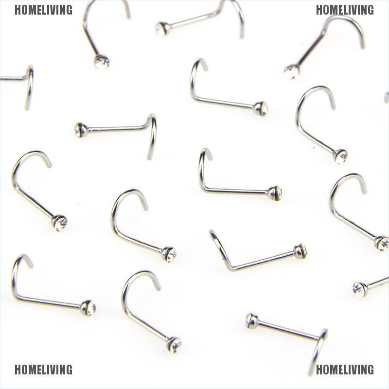 Set 20 Khuyên Mũi Bằng Thép Không Gỉ Đính Đá Cá Tính