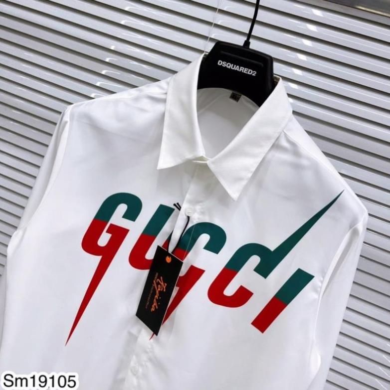 [Sẵn Hàng] Áo Sơ Mi Nam Gucci Logo In Cao Cấp - Áo Sơ Mi Gucci In Chữ Cho Nam