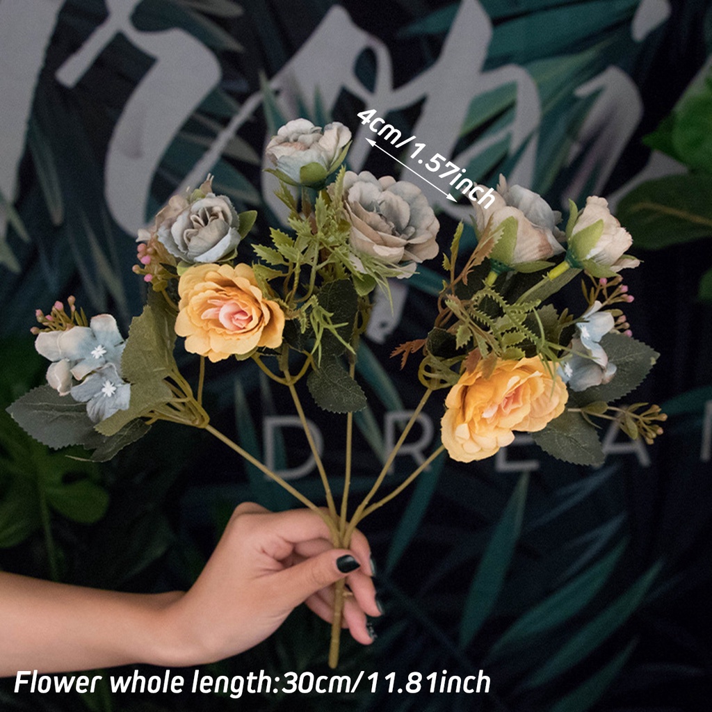 Bó Hoa Hồng Giả Bằng Lụa Trắng Chất Lượng Cao Sang Trọng Dùng Trang Trí Nhà