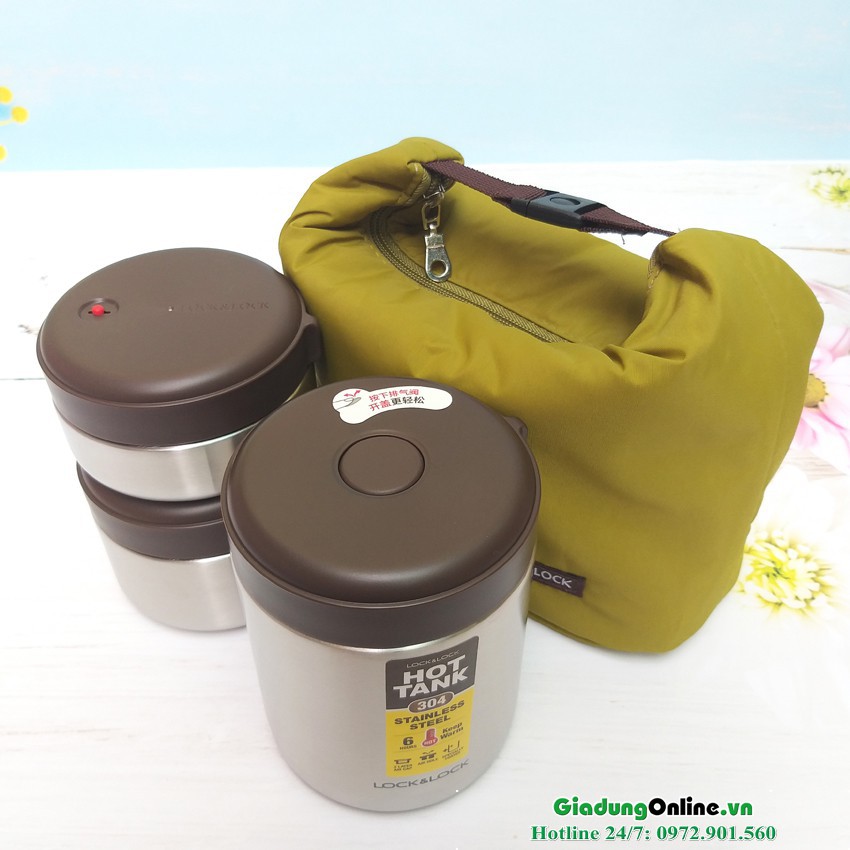 Bộ hộp cơm giữ nhiệt Mushroom Hot Tank Lunch Box LHC8025SLV