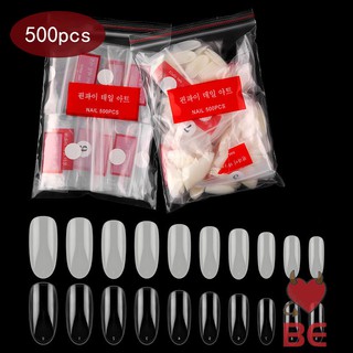 500 Cái / túi Hình Bầu Dục Ngắn Mảnh Móng Tay Giả Tự Nhiên Trong Suốt Móng Tay Nối Dài Miếng Dán Hàn Quốc Tiêu Chuẩn Móng Tay Nghệ Thuật Hiển Thị