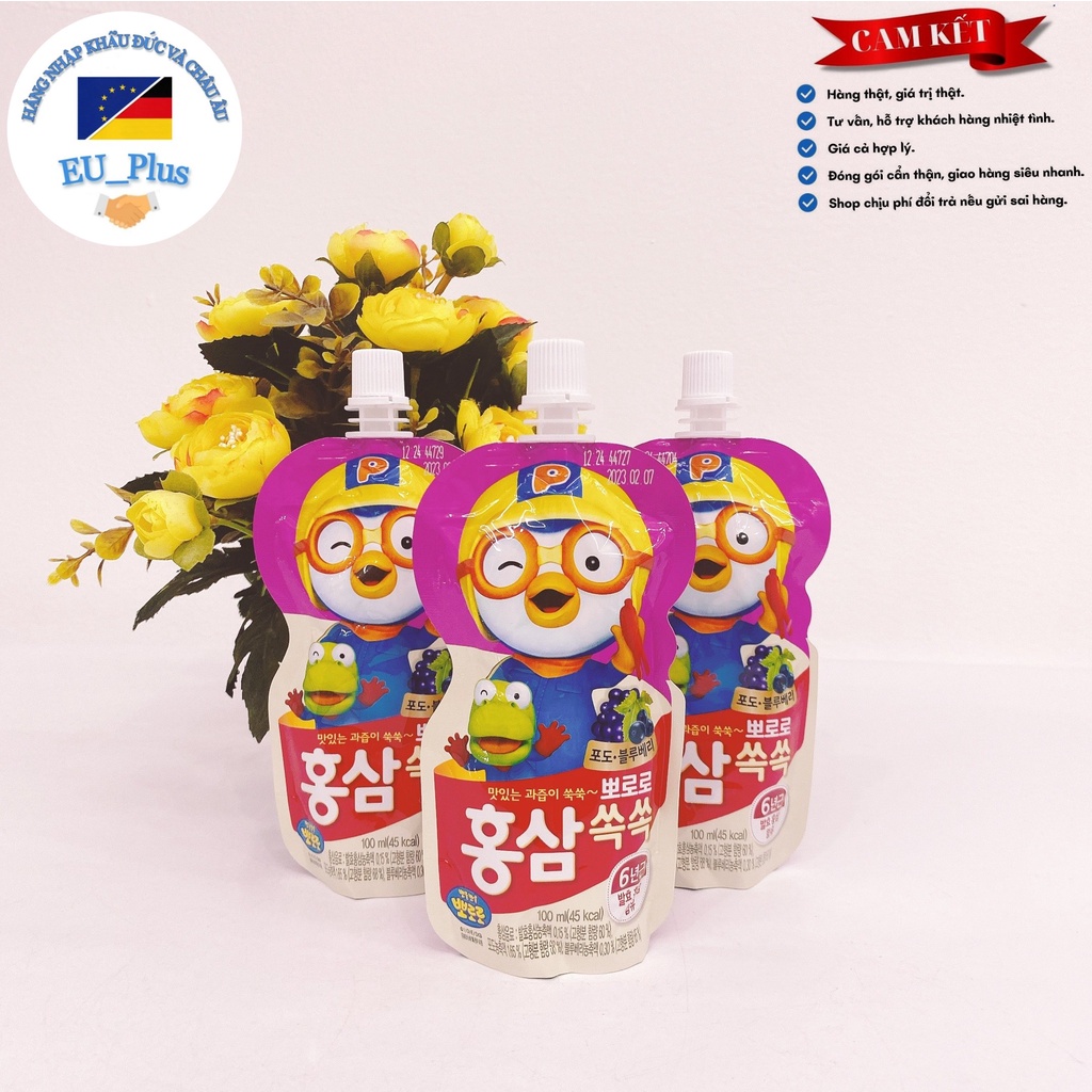 (3 vị) Nước hồng sâm Paldo Pororo 100ml