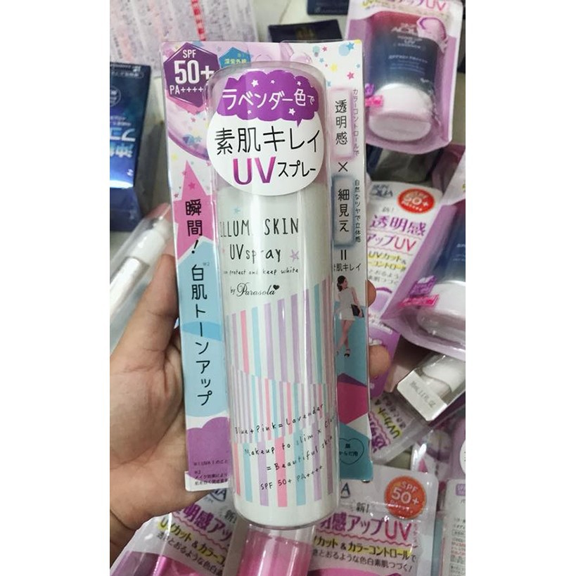 Xịt chống nắng dưỡng ẩm Naris Parasola Illumi Skin UV Spray Nhật Bản 80g