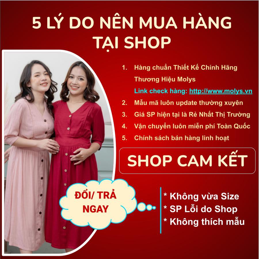 Đầm bầu bé, đầm cho con bú sau sinh MOLYS 192, đầm có khóa kéo 2 bên cho con bú, vắt sữa nơi công sở tiện lợi