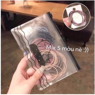 (FREESHIP) Set 100 CHIẾC chun buộc tóc tặng kèm túi zip