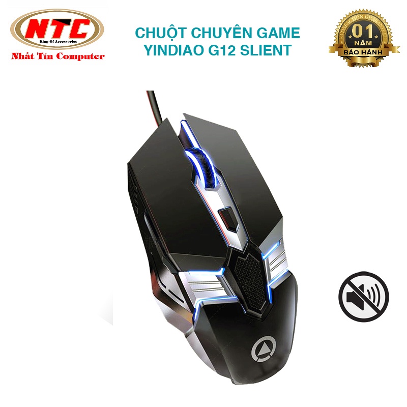 Chuột gaming Yindiao G12 led đa màu - phiên bản Silent không tiếng click (giao màu ngẫu nhiên)