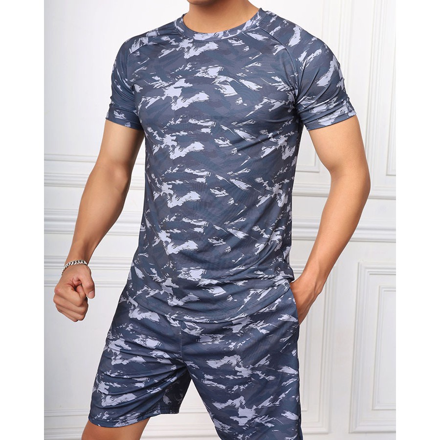 Bộ Thể Thao Nam Rằn Ri Chất Thun Lạnh 4C Thoáng Mát,Bộ Quần Áo Gym Nam Đẹp Mã BTT01