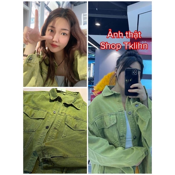 TKLIHN Áo khoác JEANS unisex xanh lá HOT FASHIONITA 2022