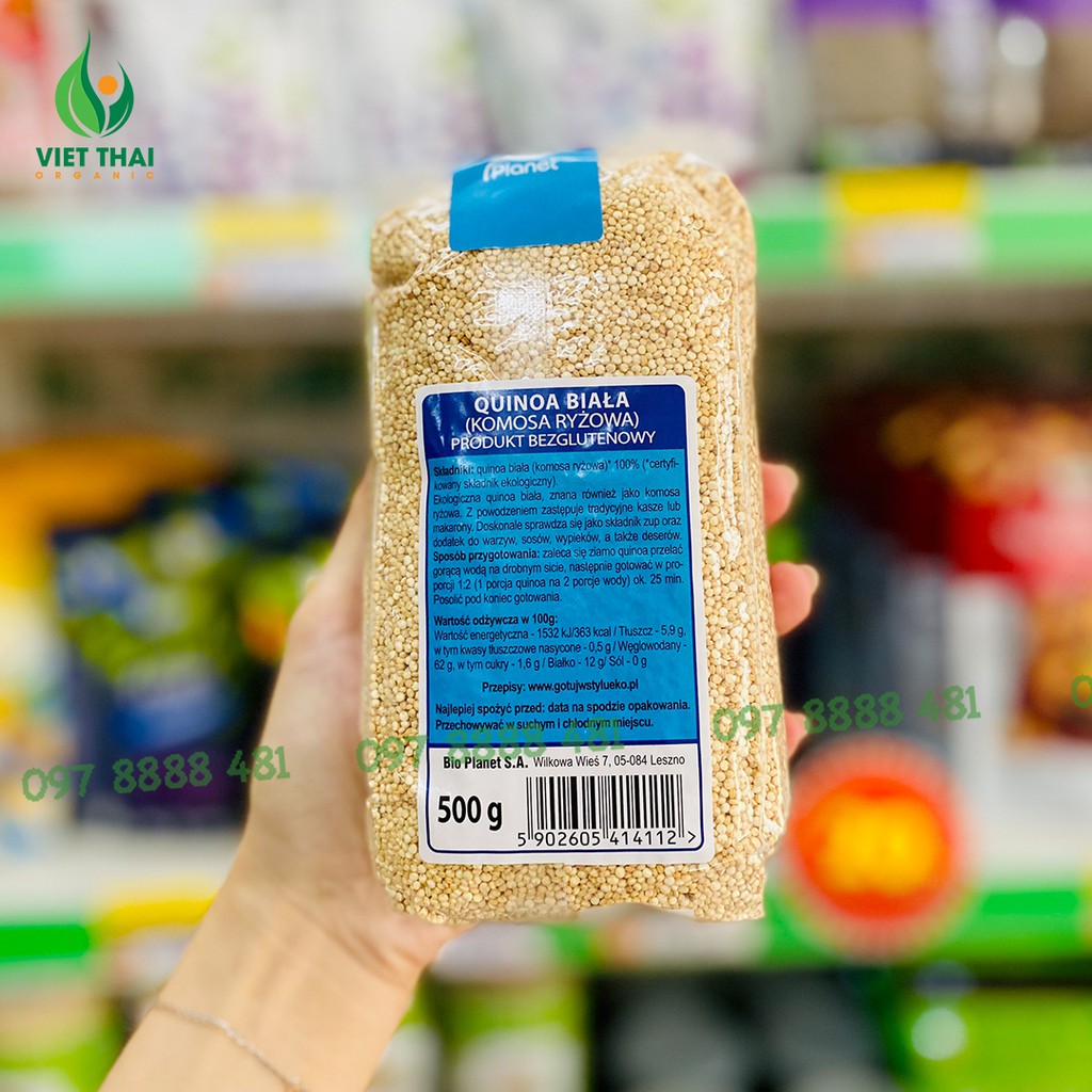 [CHẤT LƯỢNG] Hạt Diêm Mạch Trắng Bio Planet (GÓI 500G) - Quinoa Trắng HỮU CƠ SIÊU THỰC PHẨM TỐT CHO SỨC KHỎE