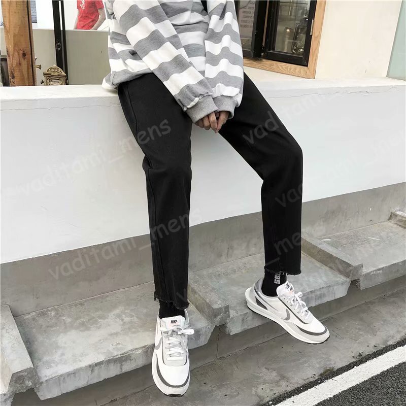 Quần Jean Baggy đen nam ống suông rộng rách gấu VADITAMI_MENS