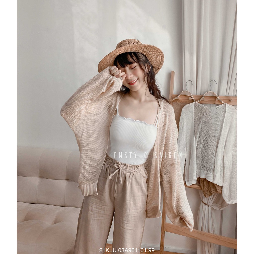 Áo khoác len mỏng Cardigan dệt kim đi biển FmStyle SaiGon 20KLU10G11301 - 21KLU03A961101