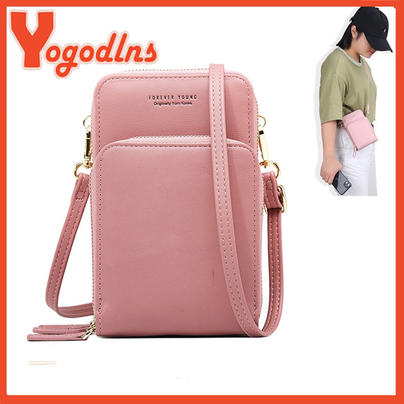Yogodlns chic women cell phone pouch phong cách hàn quốc multi-zippers summer purse túi da pu chất lượng cao