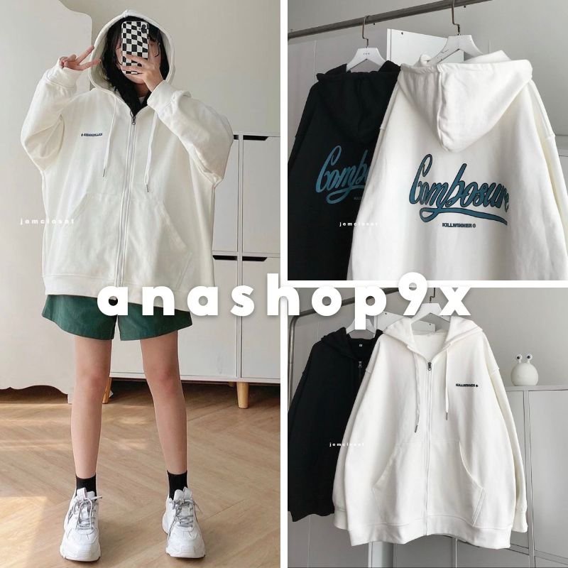 Áo hoodie khóa kéo freesize mũ rộng thể thao cá tính anashop9x