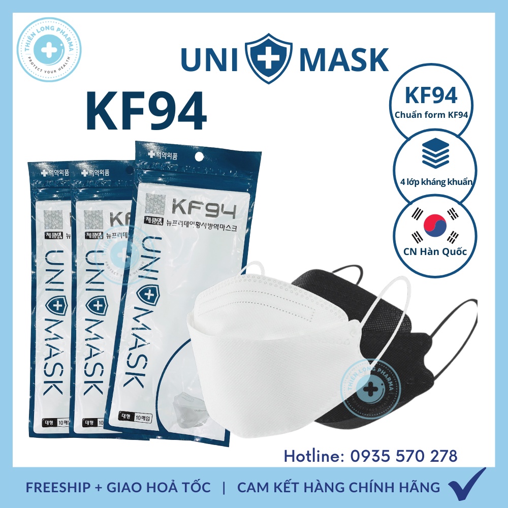  Khẩu trang KF94 UNI MASK 4 lớp kháng khuẩn, kiểu dáng 4D Hàn Quốc hàng chính hãng chống bụi mịn