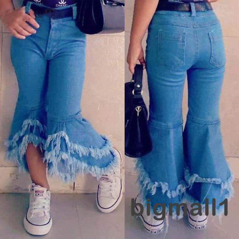 Quần Jean Dài Ống Loe Cho Bé Gái 2-7 Tuổi