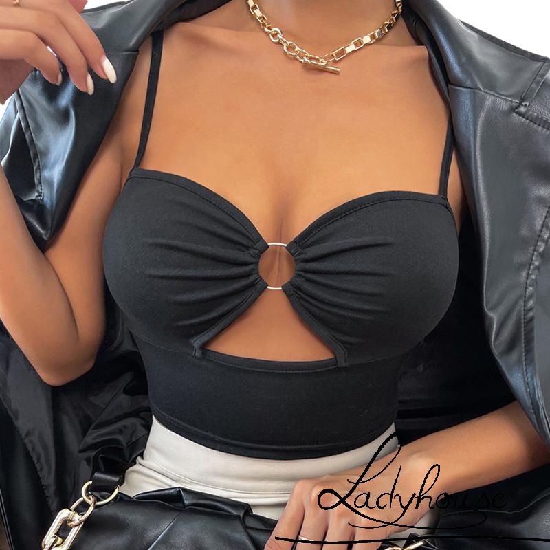 Áo Hai Dây Cổ Chữ V Khoét Sâu Dáng Ôm Gợi Cảm Cho Nữ