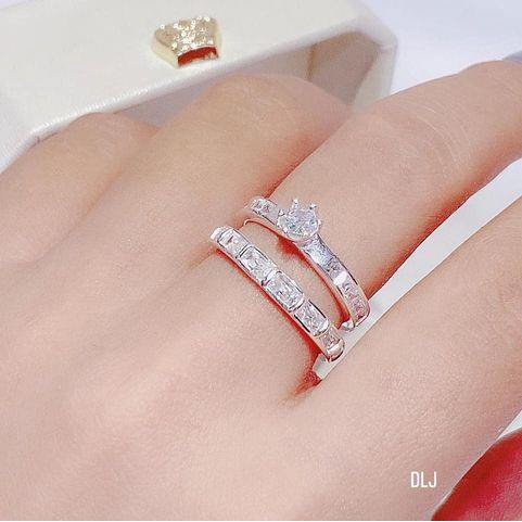 Nhẫn đôi bạc ta/ nhẫn cặp gắn đá sang chảnh / Bibi silver cam kết nhẫn bạc chuẩn, ảnh tự chụp kèm video