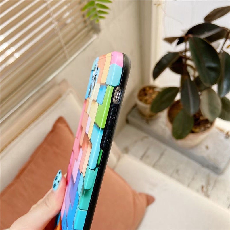 Ốp Điện Thoại Silicon Nén Khí Góc Thẳng Hình Vuông Màu Cầu Vồng Cho Iphone 7/8p 13/12promax Apple X/XR/SE