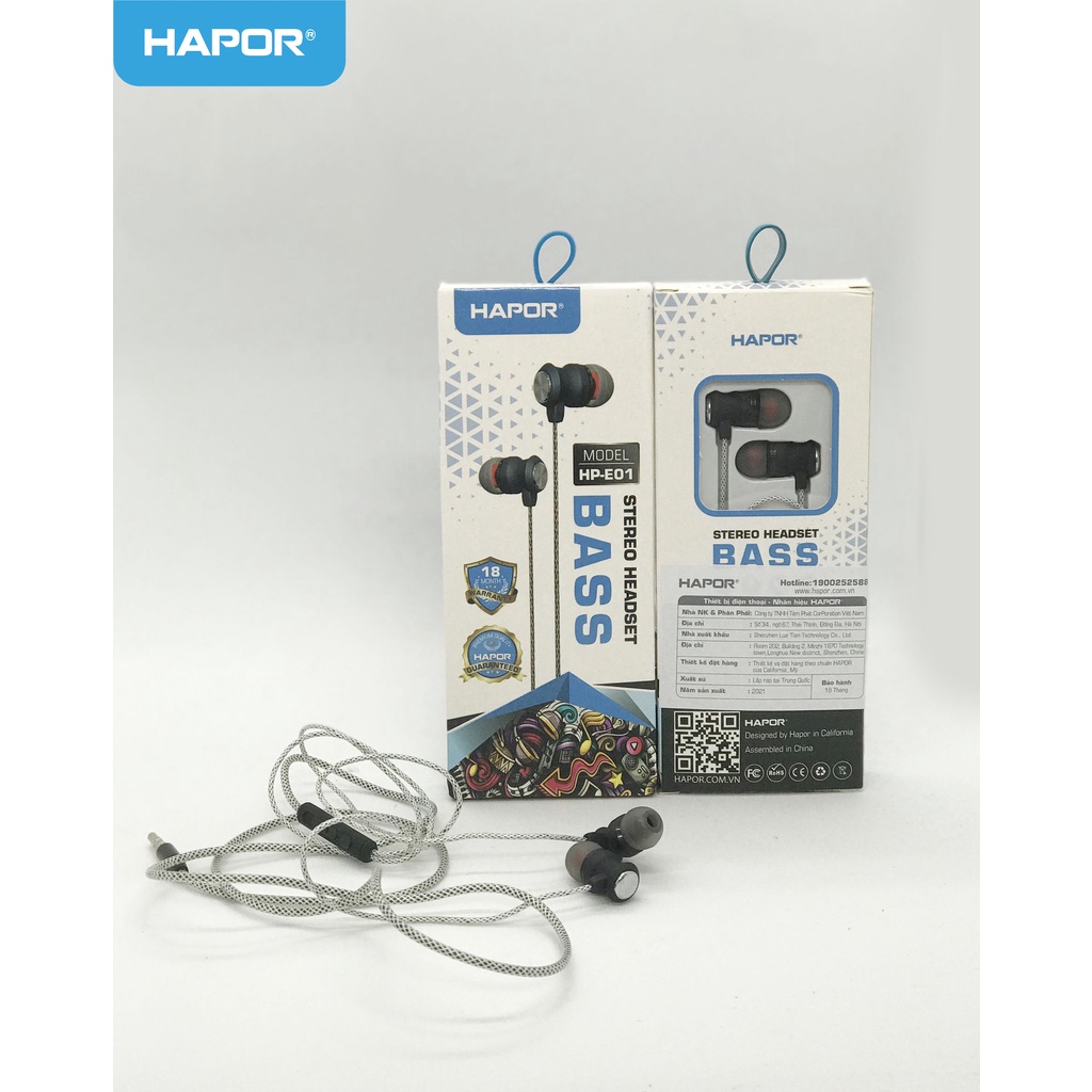 TAI NGHE Siêu Bass HAPOR HP-E01 Chơi Game Nghe Nhạc Siêu Chất chống ồn bảo hành 1 đổi 1 trong 18 tháng