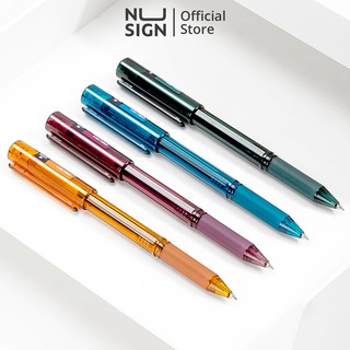 Bút bi dạng gel NUSIGN - mực đen - ngòi 0.5mm thiết kế nắp đậy - 4 màu Xanh dương/Xanh lá/Cam/Hồng mã NS558