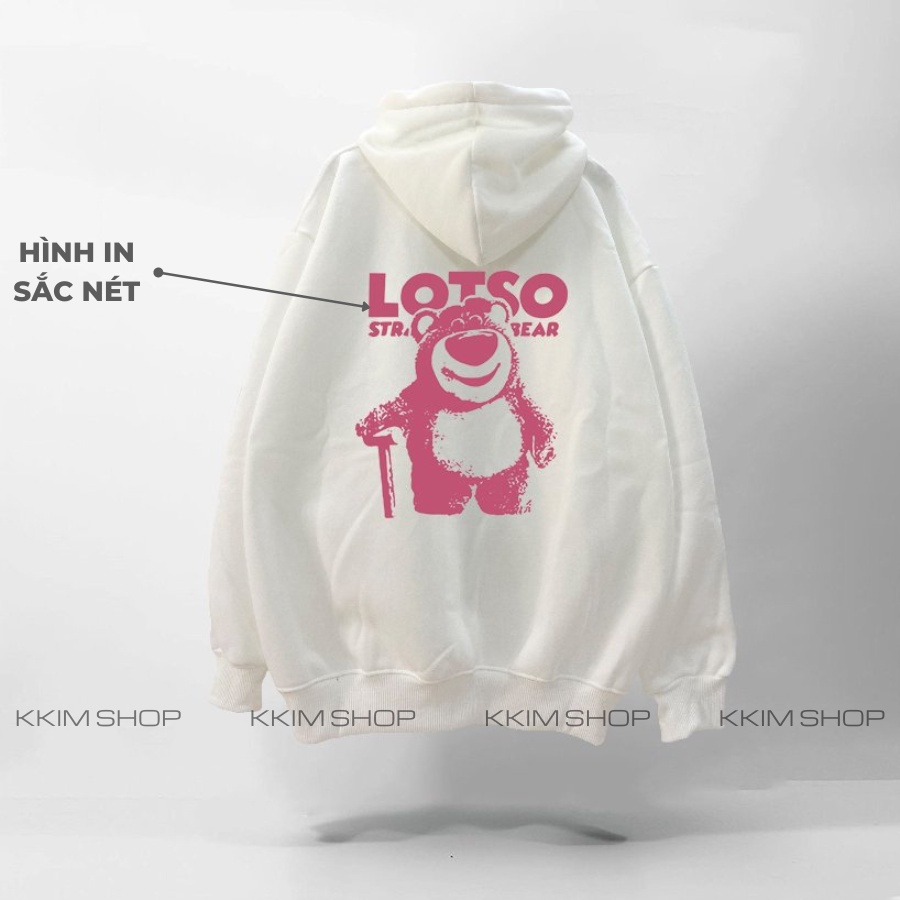 Áo KHOÁC HOODIE Dây Kéo GẤU LOTSO form rộng oversize, Áo Nỉ hoodie ZIP XANH LÁ unisex nam nữ chất liệu Nỉ bông cao cấp