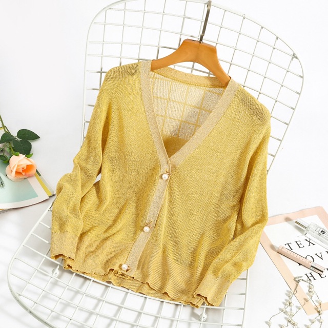 Áo cadigan len nhũ mỏng khuy ngọc, ảnh thật cuối | BigBuy360 - bigbuy360.vn
