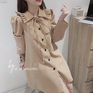 [Hàng sẵn T1]Váy sơmi cổ bèo